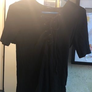 Charlotte Russe Black Tie-up Shirt